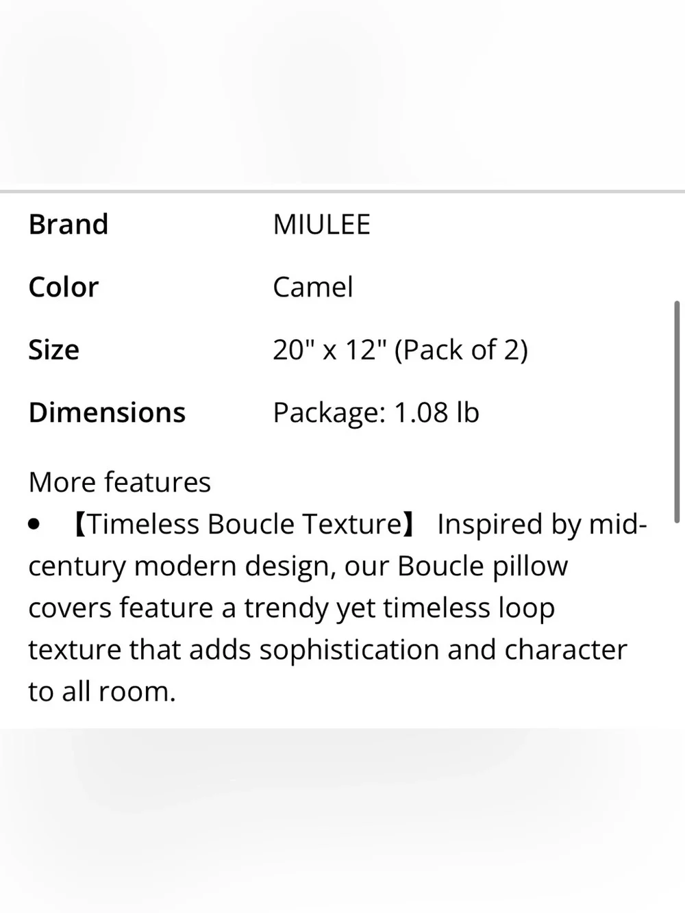 Boucle Lumbar Throw Pillow Covers Rectangular 12x20” (2-Pack) CAMEL